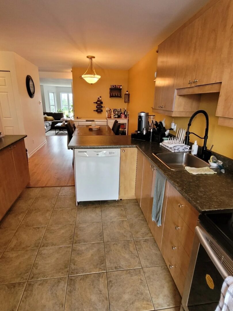 Vintage wooden kitchen, tiles and clear window